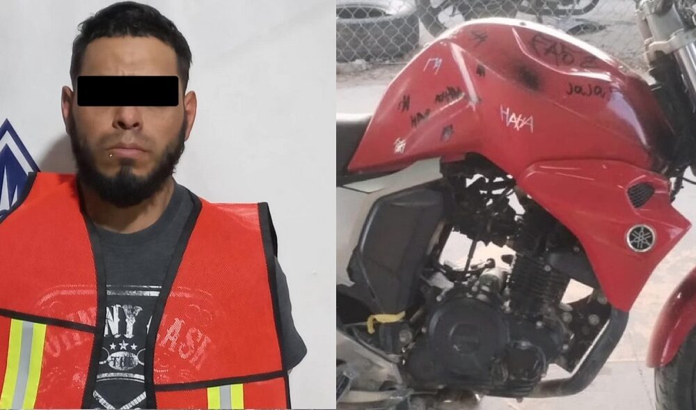 El detenido conducía a exceso de velocidad una motocicleta con pre denuncia de robo; fue interceptado por la policía y puesto a disposición de las autoridades.