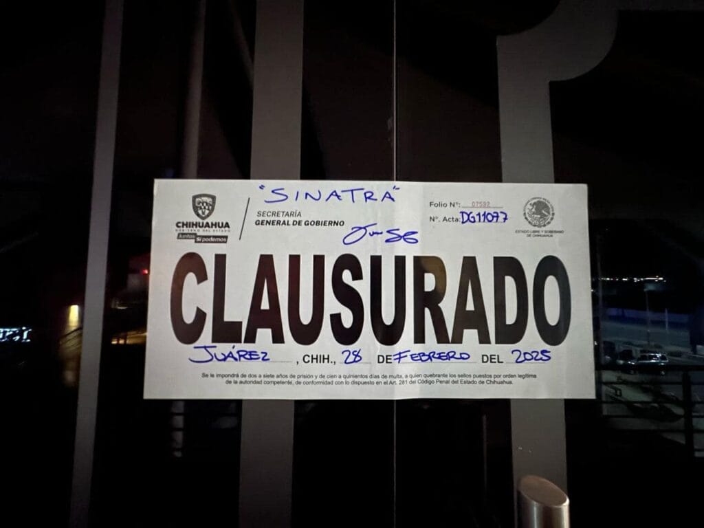 "Gobernación Estatal clausura 12 establecimientos en Ciudad Juárez, Chihuahua y otros municipios tras 360 inspecciones."