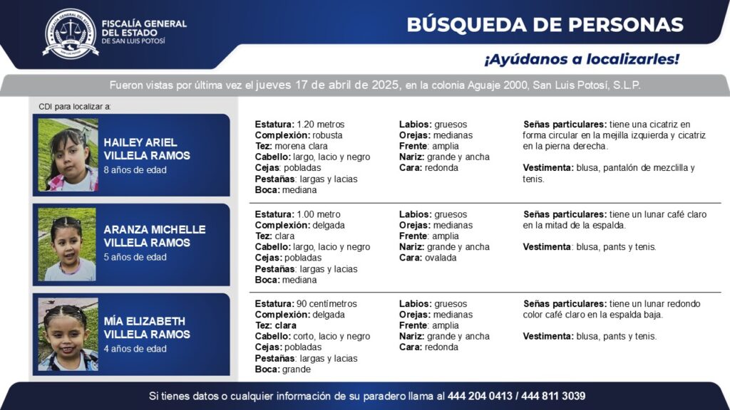 Buscan con urgencia a tres hermanitas desaparecidas