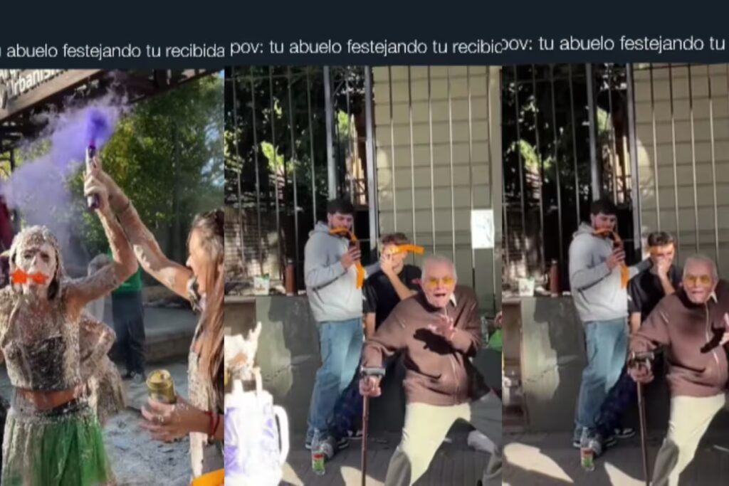 Con bastón en mano, el abuelo desató la ovación del público y se volvió viral por su entusiasmo y carisma