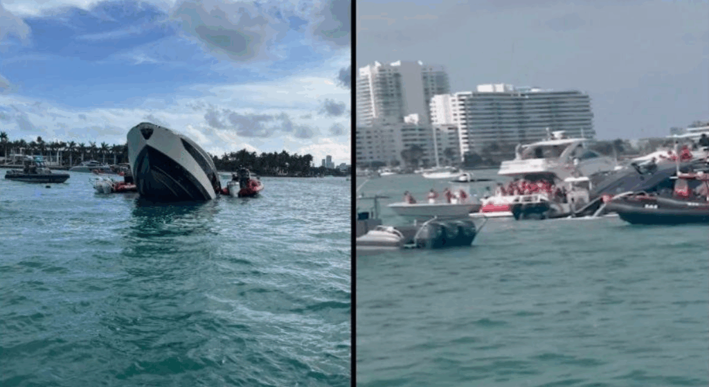 Se hunde yate de lujo con 32 influencers a bordo en Miami; era para solo 5 pasajeros
