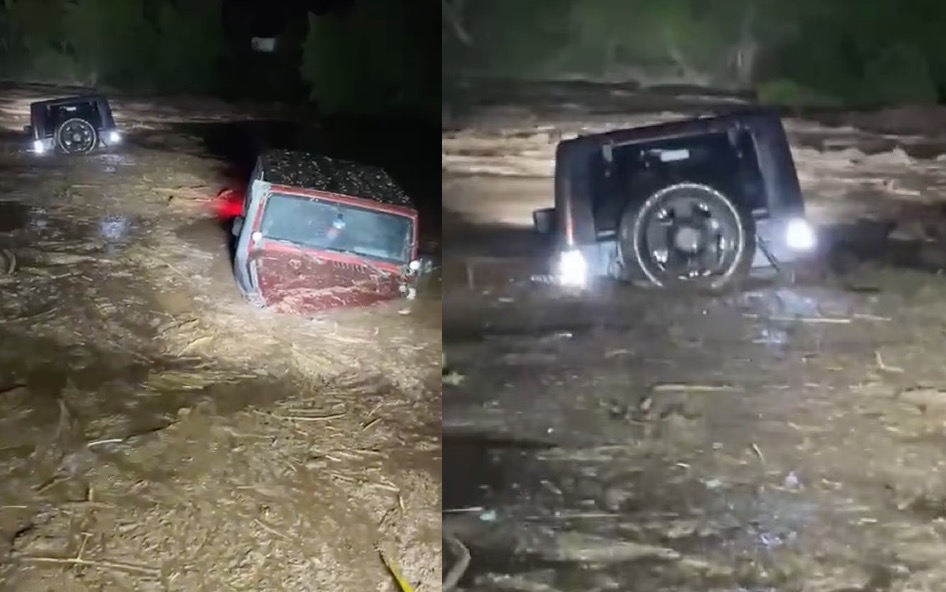 Río se traga vehículos 4x4 en Santa Isabel, Chihuahua; las lluvias dejan daños en varios municipios