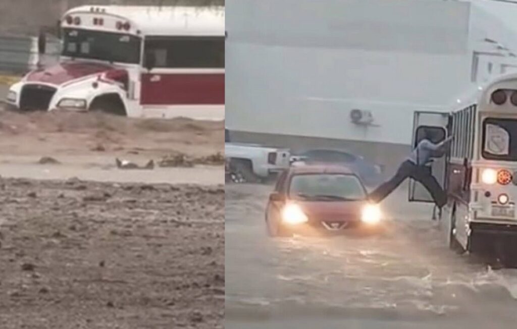 Fuerte aguacero inunda calles en Chihuahua; varios vehículos quedan varados en colonia Sosa Vera