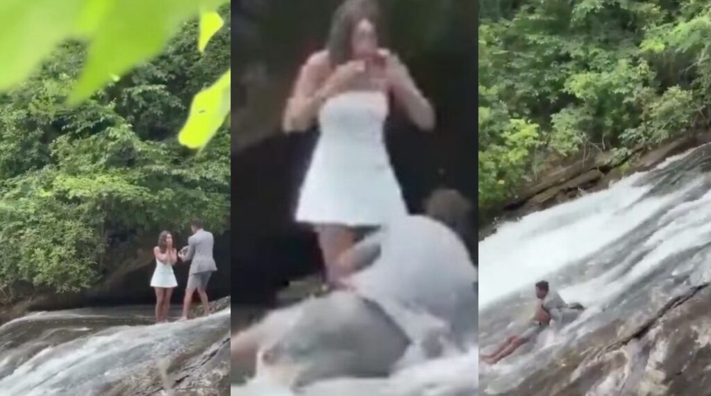 Romántico y peligroso: hombre es arrastrado por una cascada justo después de proponer matrimonio; novia dijo que sí