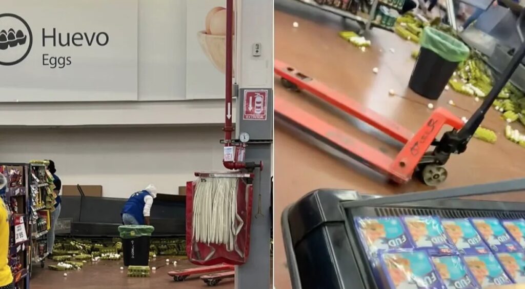 ¿Quién necesita una película de acción… cuando tienes a una promotora de Bachoco y un estante de huevos? Esto pasó en un Walmart de Michoacán: Una trabajadora estaba haciendo su chamba, cuando de pronto... ¡pum! El anaquel dijo “hasta aquí llegué” y se vino abajo con todo y huevos. [Transición con ironía] El resultado: una cascada de omelette en pleno pasillo. Huevos por todas partes, la promotora en shock… y una clienta grabando como si fuera influencer de desastres. [Voz con sarcasmo] ¿Ayudar? Claro que no. Mejor grabar y subirlo a Facebook con la frase: “Se oyó un vrgazón.” Periodismo ciudadano nivel: chismecito. [Remate con burla] Y para los preocupados: no, no le cobraron los huevos. Se fue todo a la “merma”, como tus metas de año nuevo. [Final con tono divertido] Y tú que pensabas que tu lunes estaba feo… imagina limpiar un tsunami de Bachoco con testigos grabando. Literalmente… ¡se le fueron todos al piso!