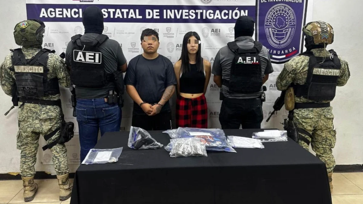 Detienen a pareja armada con droga y balas en Juárez