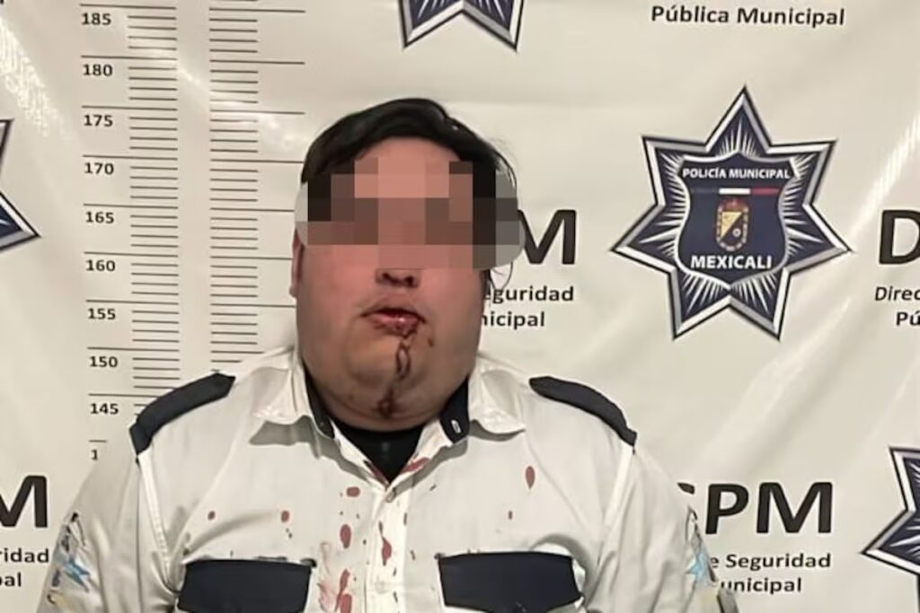 Vecinos de Privada Córsica en Mexicali sometieron a un joven guardia que fue sorprendido dentro de una vivienda revisando pertenencias; terminó arrestado por la Policía Municipal