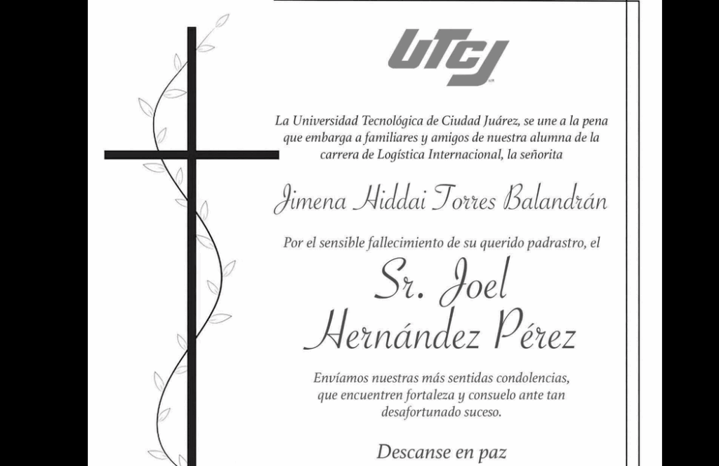 La institución expresó sus condolencias por la muerte de Joel Hernández Pérez, quien había dejado a su hijastra en clases minutos antes del accidente