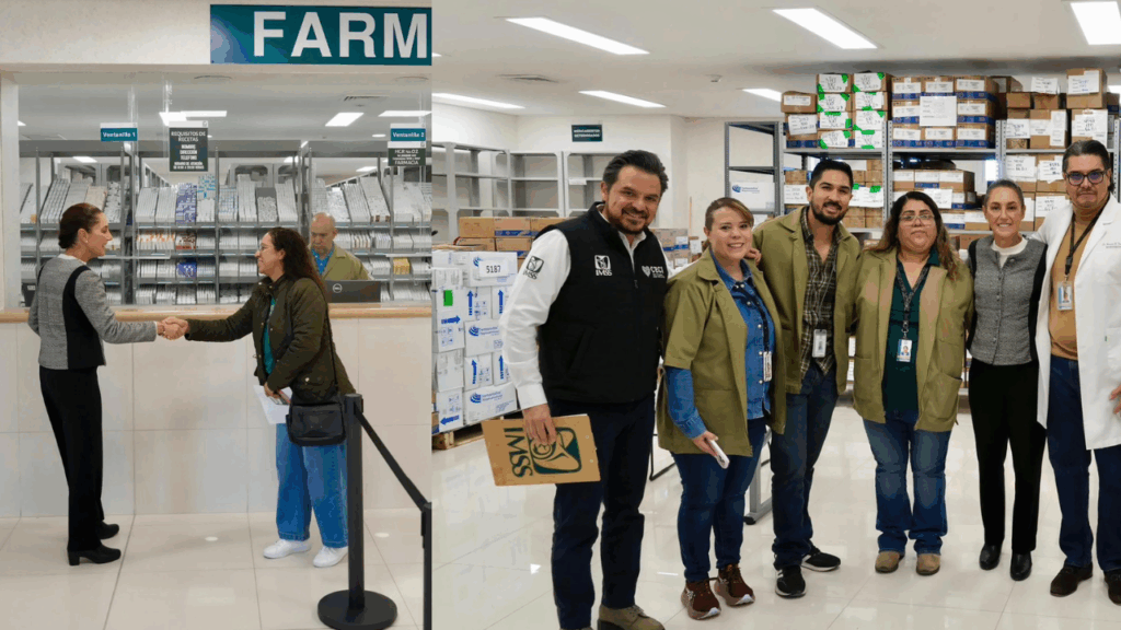 La presidenta supervisó el abasto de medicamentos y dialogó con el personal de farmacia