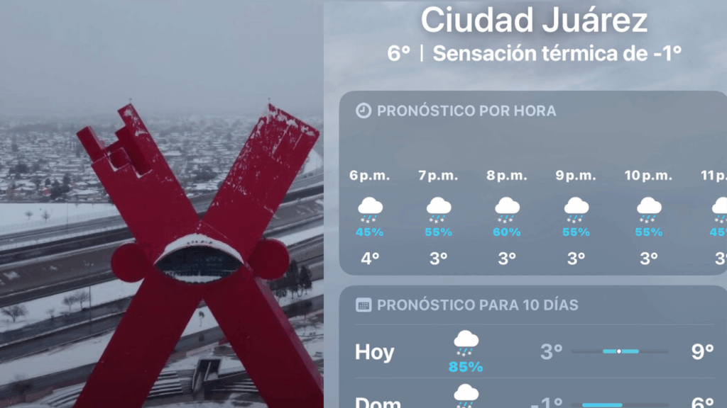 Alerta por frío extremo: Juárez bajará a 0 °C esta noche y aumenta probabilidad de nieve
