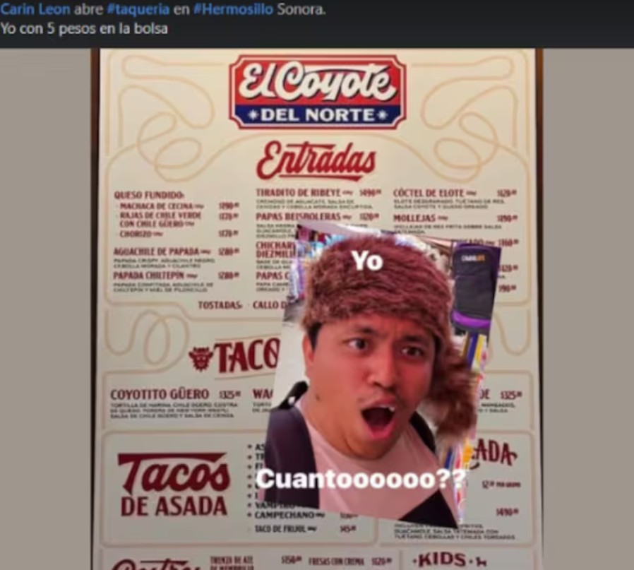 “Con eso compro el kilo”: precios de taquería de Carín León provocan memes 4
