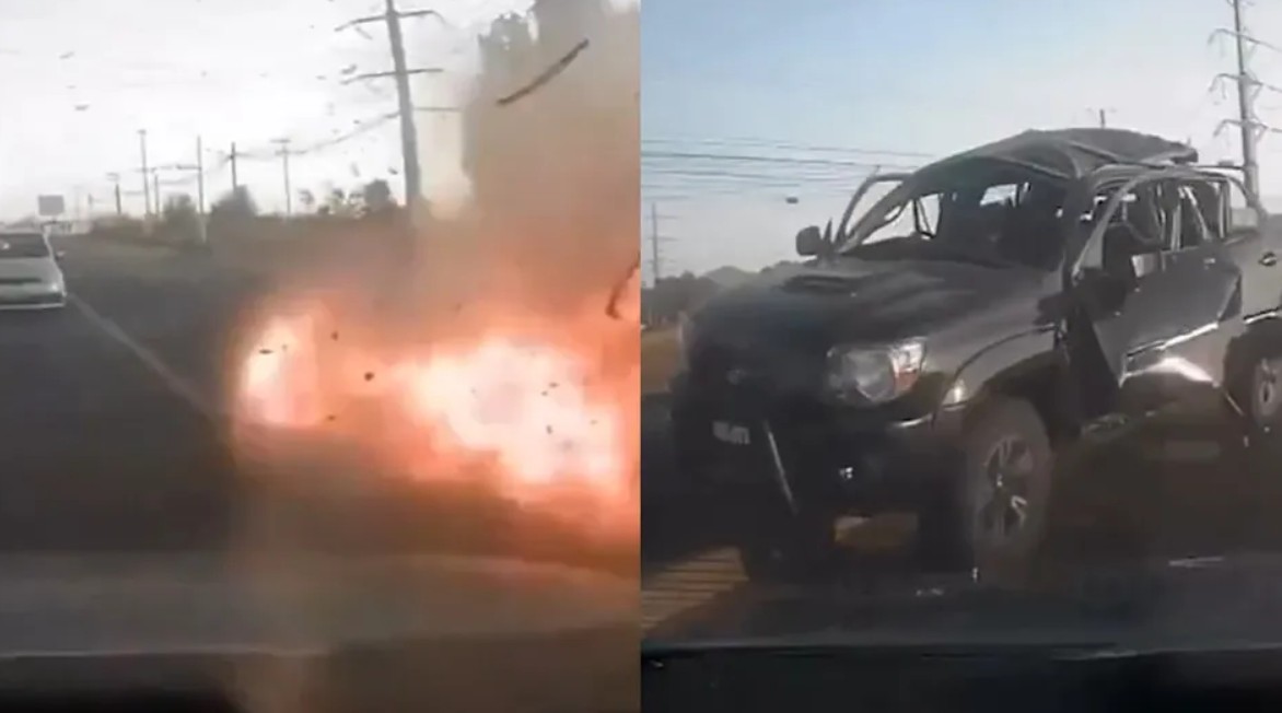 Expl0t4 camioneta de ‘El P4yín’ en la México-Pachuca tras salir del AIFA 1