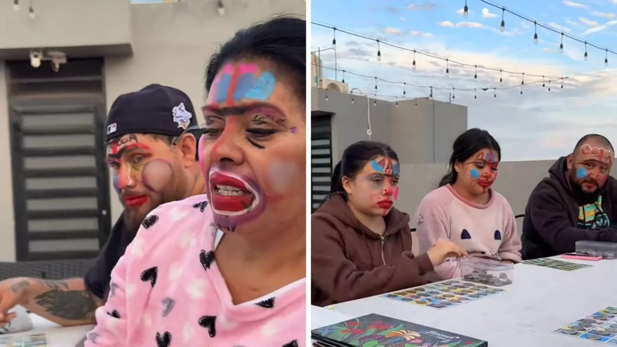 Juego de la Lotería se sale de control y familia se pinta la cara unos a otros 1