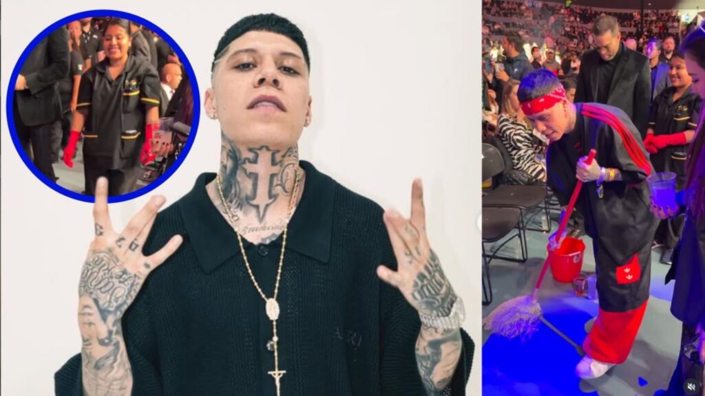 "Un tipazo": Santa Fe Klan se vuelve viral por ayudar a trapear a empleada de limpieza en la UFC