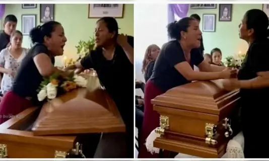 ¡De telenovela! Esposa y 'la otra' se agarran a golpes por el difunto en pleno velorio 74
