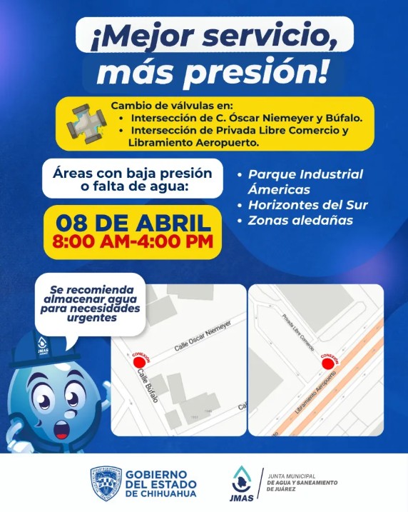 Sin agua por mantenimiento: estas colonias de Juárez serán afectadas el 8 de abril 2