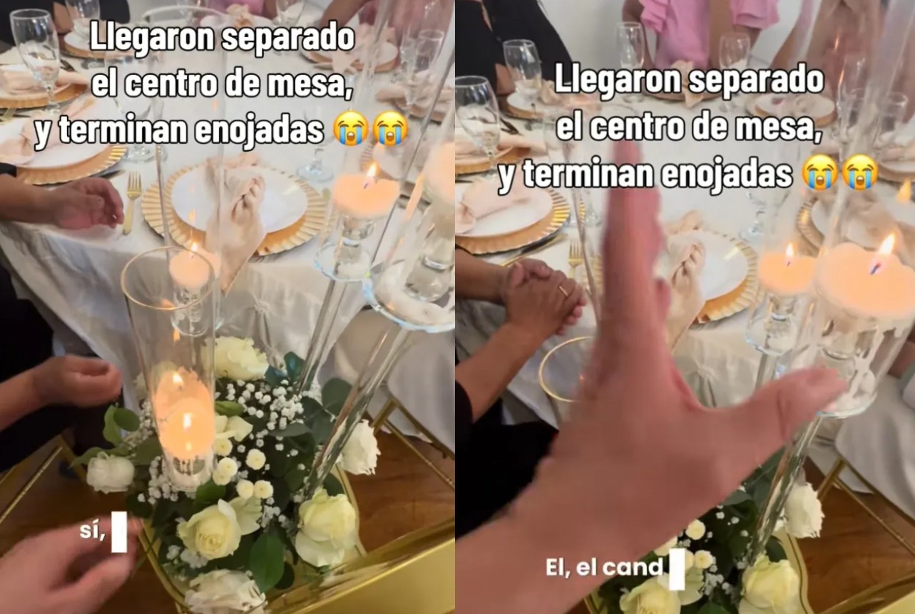 Señoras arman discusión por quedarse con centros de mesa 50