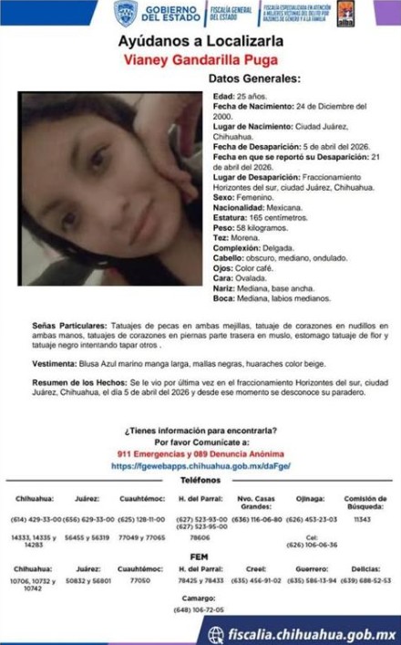 Buscan a Vianey Gandarilla; lleva más de dos semanas des4par3cida 2