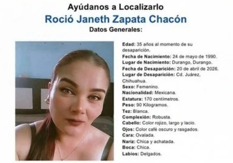 Buscan a Rocío Janeth en Ciudad Juárez; des4pareció desde el 20 de abril 1
