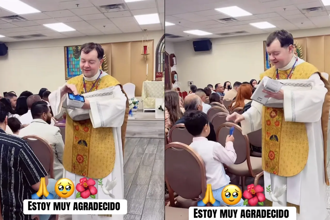Sacerdote sorprende al aceptar pagos electrónicos en plena misa 1