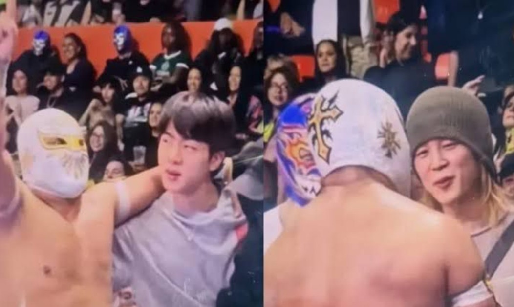 BTS sorprende al aparecer en la Arena México y abrazar a Místico 1
