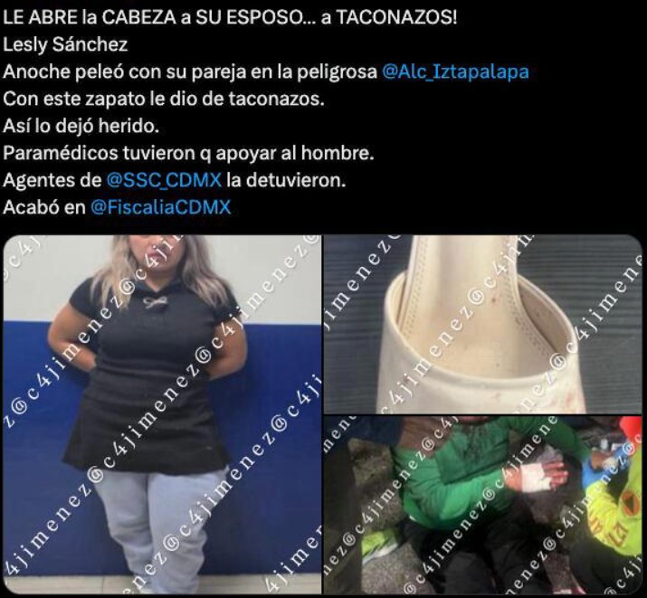 Mujer agr3de a su esposo con un tacón y es detenida 2