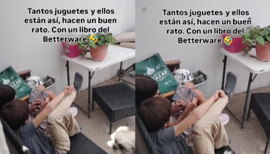 Niños se vuelven virales por entretenerse durante horas con catálogo de Betterware 1
