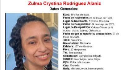 Urgente: Buscan a mujer de 49 años desaparecida en Juárez 1