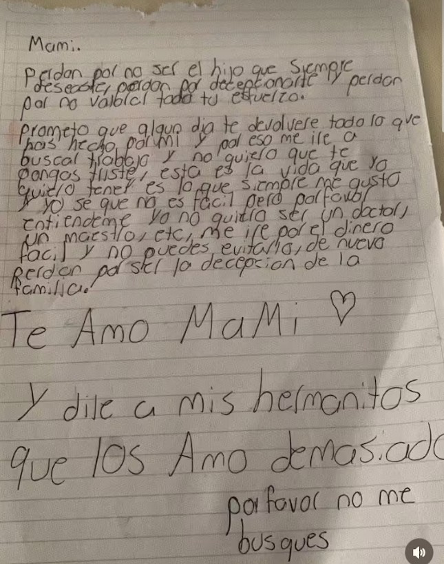 “Perdón por decepcionarte”: menor deja carta para irse por el “din3r0 fácil” 2