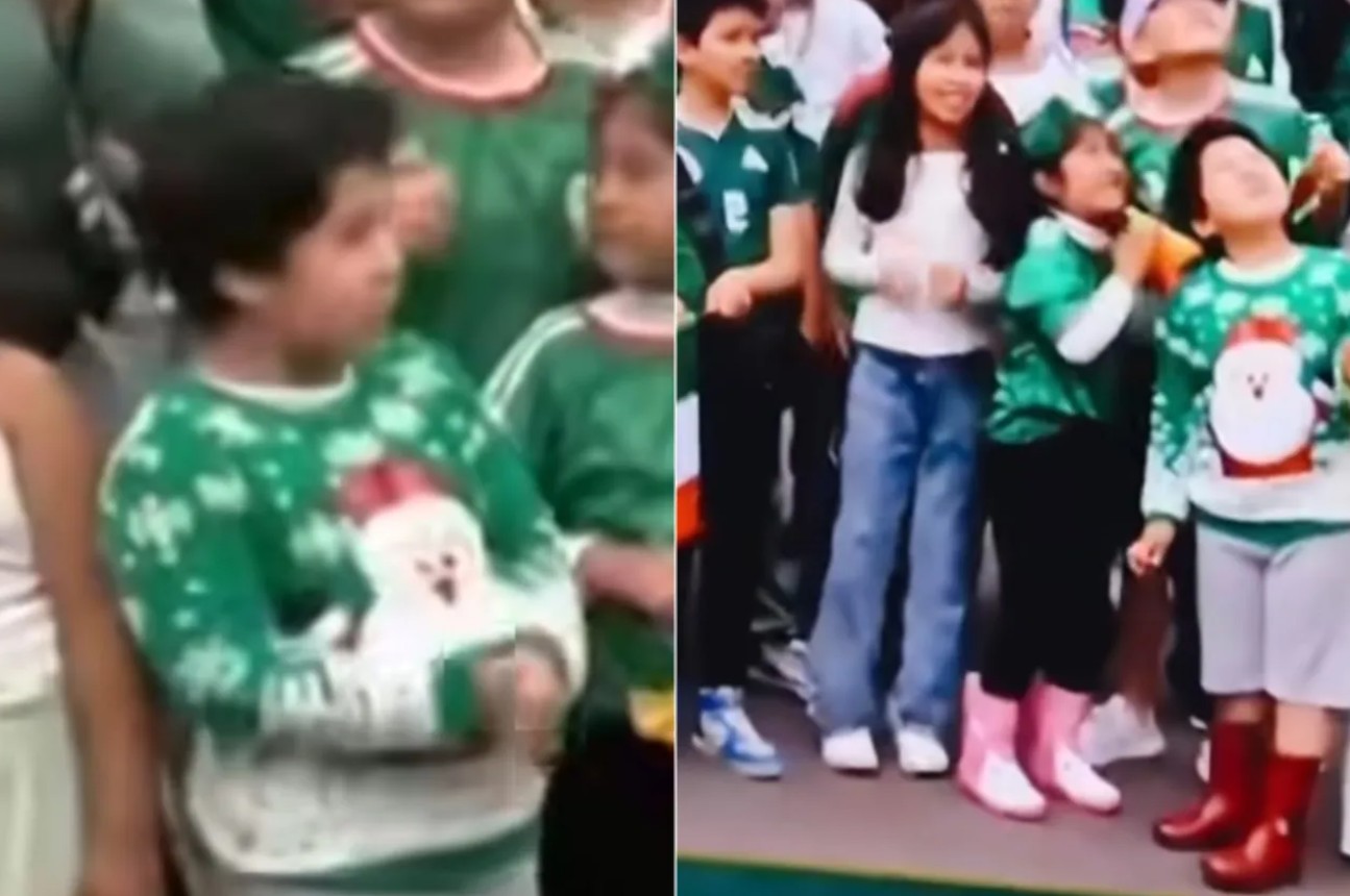 Niño con suéter navideño se roba el corazón de la afición durante festejos del Tri 52
