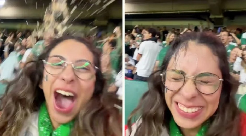 Tere Fifas exhibe a aficionado que le arrojó cerveza durante el Mundial 1