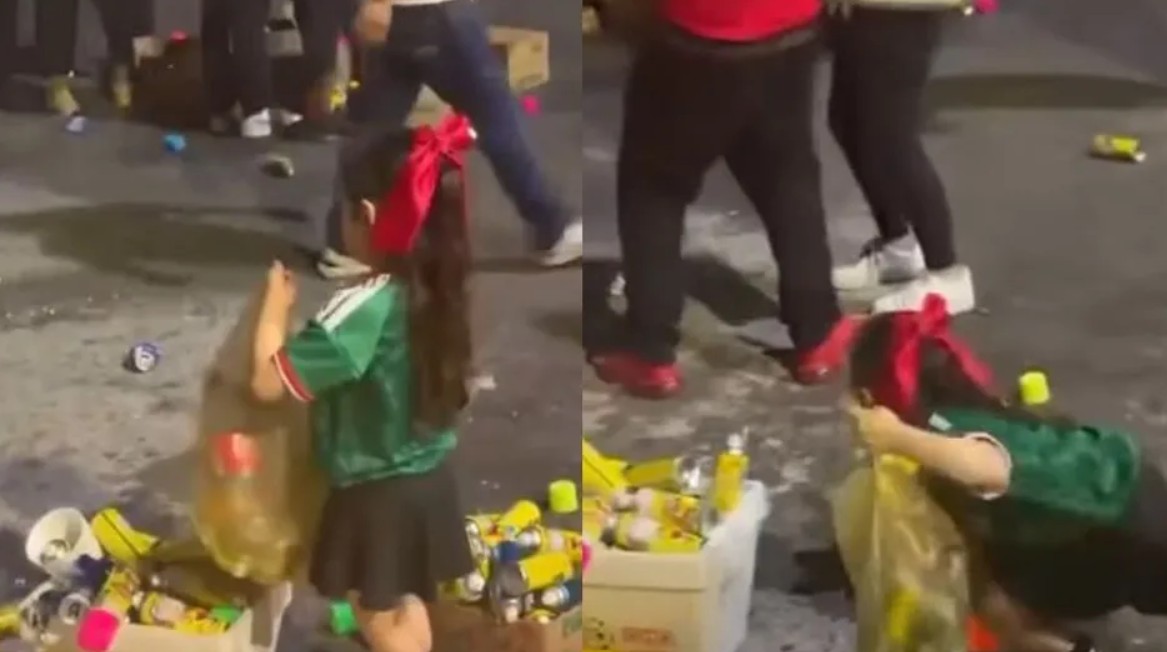 Niña de 4 años se vuelve viral por recoger basura tras Fan Fest de México 97