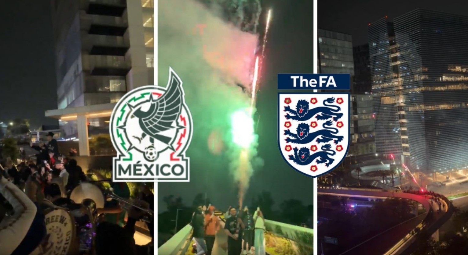 Con banda y pirotecnia: aficionados mexicanos llevan serenata a Inglaterra 24