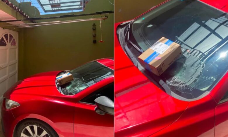 Denuncian a repartidor de Amazon por lanzar paquete y romper el parabrisas de un automóvil 1