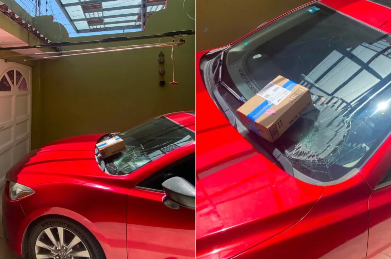 Denuncian a repartidor de Amazon por lanzar paquete y romper el parabrisas de un automóvil