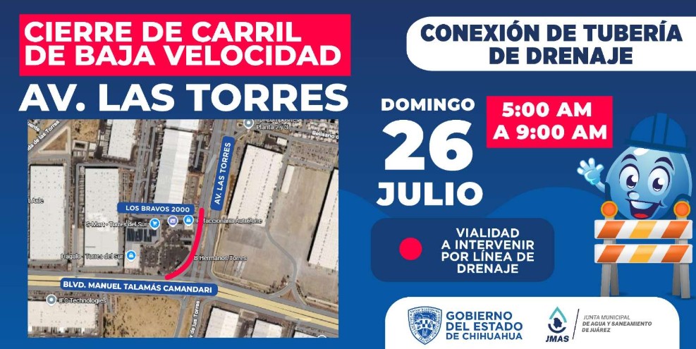 ¡Atención conductores! Cerrarán un carril de la avenida De las Torres