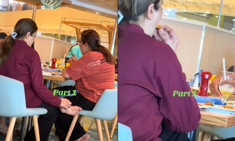Mujer causa polémica tras rascarse el pie y seguir comiendo en restaurante 1