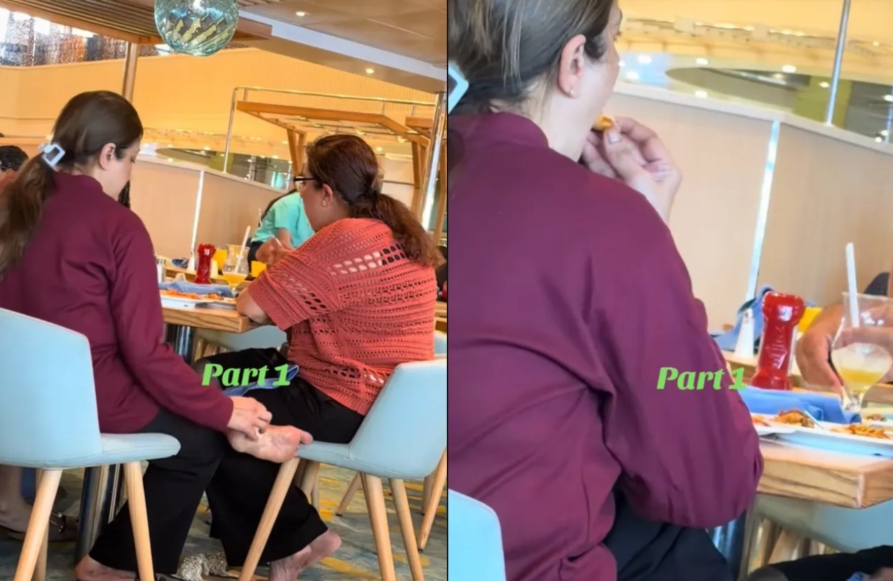 Mujer causa polémica tras rascarse el pie y seguir comiendo en restaurante