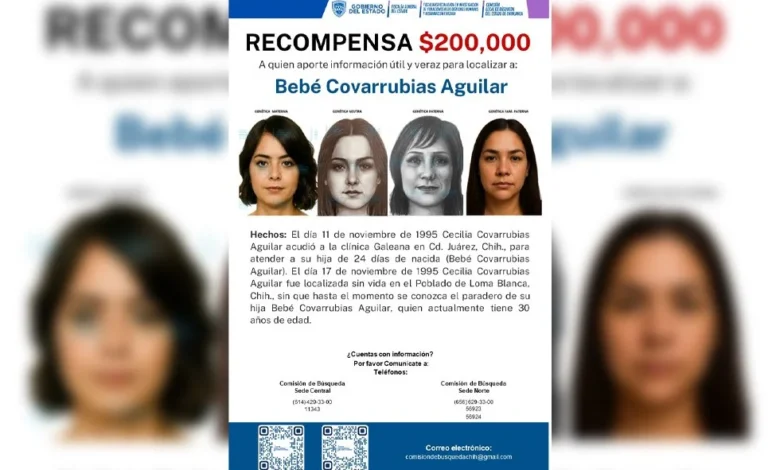 Ofrecen recompensa para localizar a Bebé Covarrubias Aguilar 1