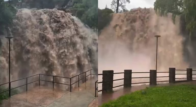 Las precipitaciones recientes aumentaron el caudal y realzaron el paisaje verde de uno de los atractivos naturales de la región serrana.