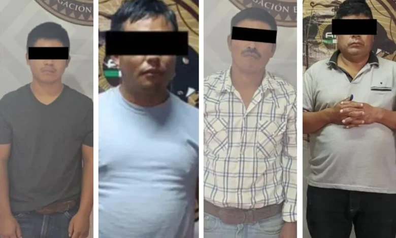 Tres de los detenidos son señalados por pederastia y un cuarto por presunto halconeo; la víctima y su familia permanecen bajo resguardo.
