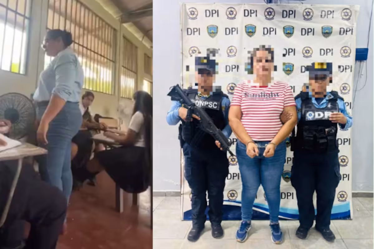 Una maestra de secundaria fue detenida en Honduras tras viralizarse un video donde aparece golpeando e insultando a una alumna dentro de un salón de clases.