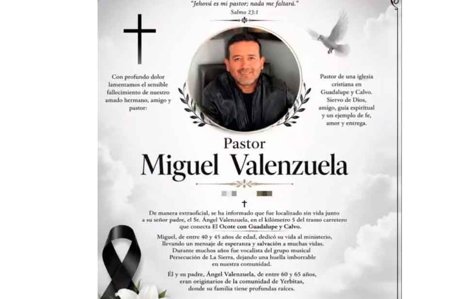 Pastor cristiano y su padre los ejecutados