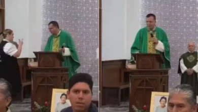 Exterior de la Parroquia de Nuestra Señora de Fátima en Los Mochis, donde una balacera interrumpió una misa fúnebre