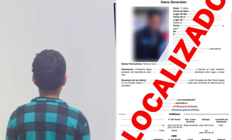 Localizan con vida a menor de 11 años reportado desaparecido 1 Localizan con vida a menor de 11 años reportado como desaparecido en Ciudad Juárez