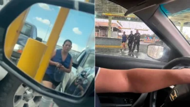 Mujer termina arrestada y sin visa tras rayar auto en la fila del puente 2 Agentes de CBP escoltan esposada a una mujer tras una disputa en la fila del Puente Libre