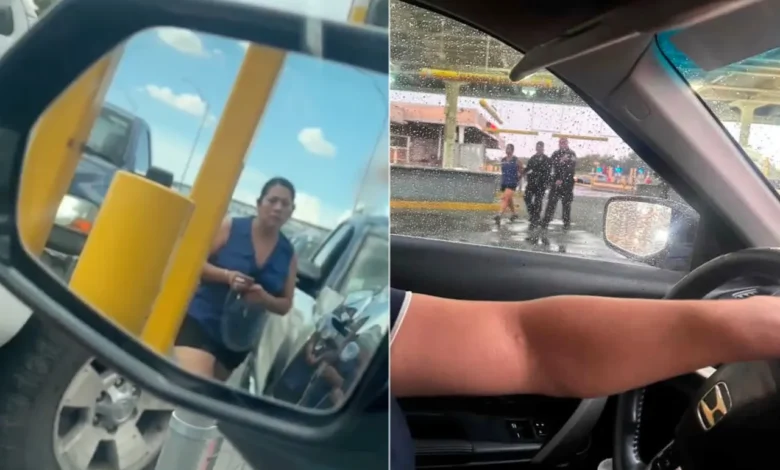 Mujer termina arrestada y sin visa tras rayar auto en la fila del puente 1 Agentes de CBP escoltan esposada a una mujer tras una disputa en la fila del Puente Libre