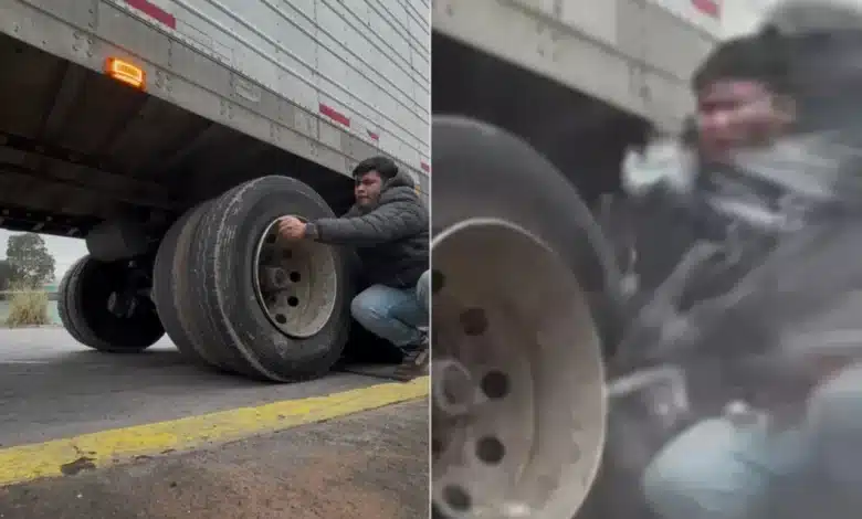 Intenta inflar llanta de tráiler con técnica viral en redes y casi muere en el intento 1