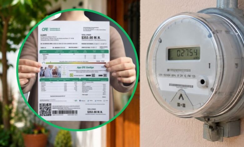 Cómo cambiar el titular del recibo de luz de la CFE 1 Medidor eléctrico junto a un recibo de luz de la CFE para solicitar el cambio de titular