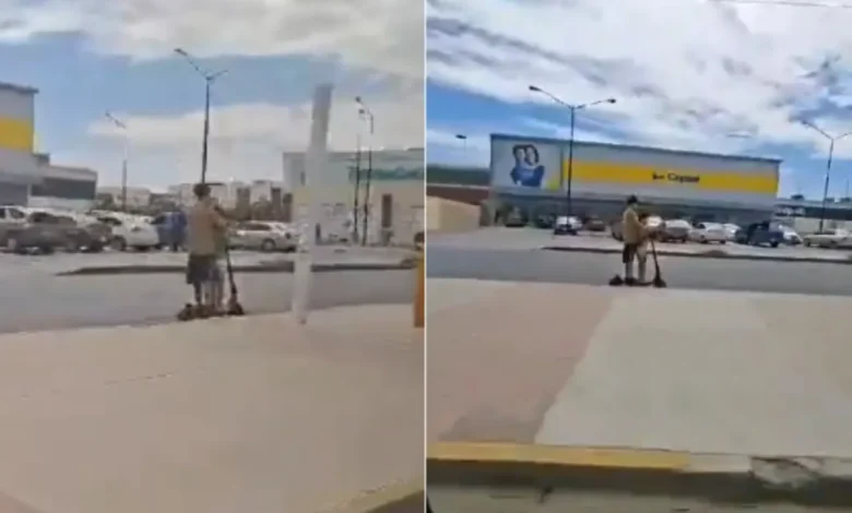 Captan a menores en scooter y en sentido contrario en avenida de Juárez 1 Dos menores circulan en scooter eléctrico por una avenida de Ciudad Juárez